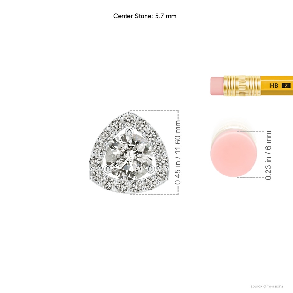 5.7mm KI3 Round Diamond Trillion Halo Pendant in White Gold ruler