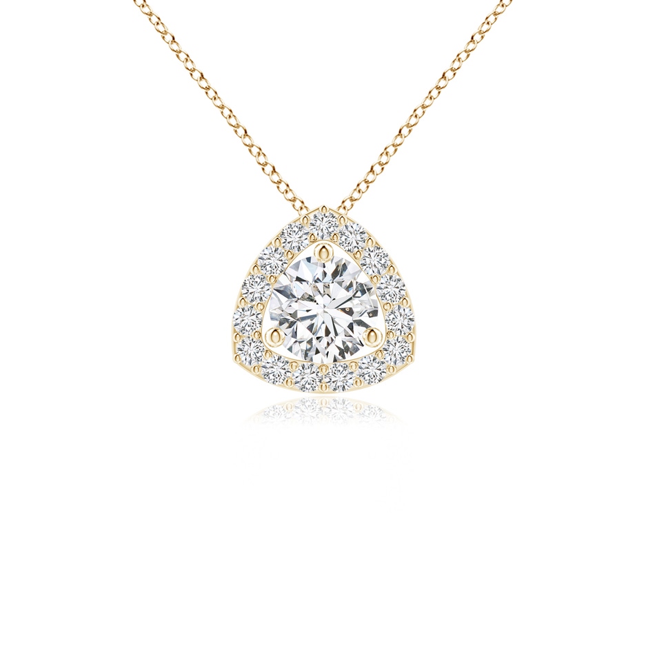 5mm HSI2 Round Diamond Trillion Halo Pendant in Yellow Gold 