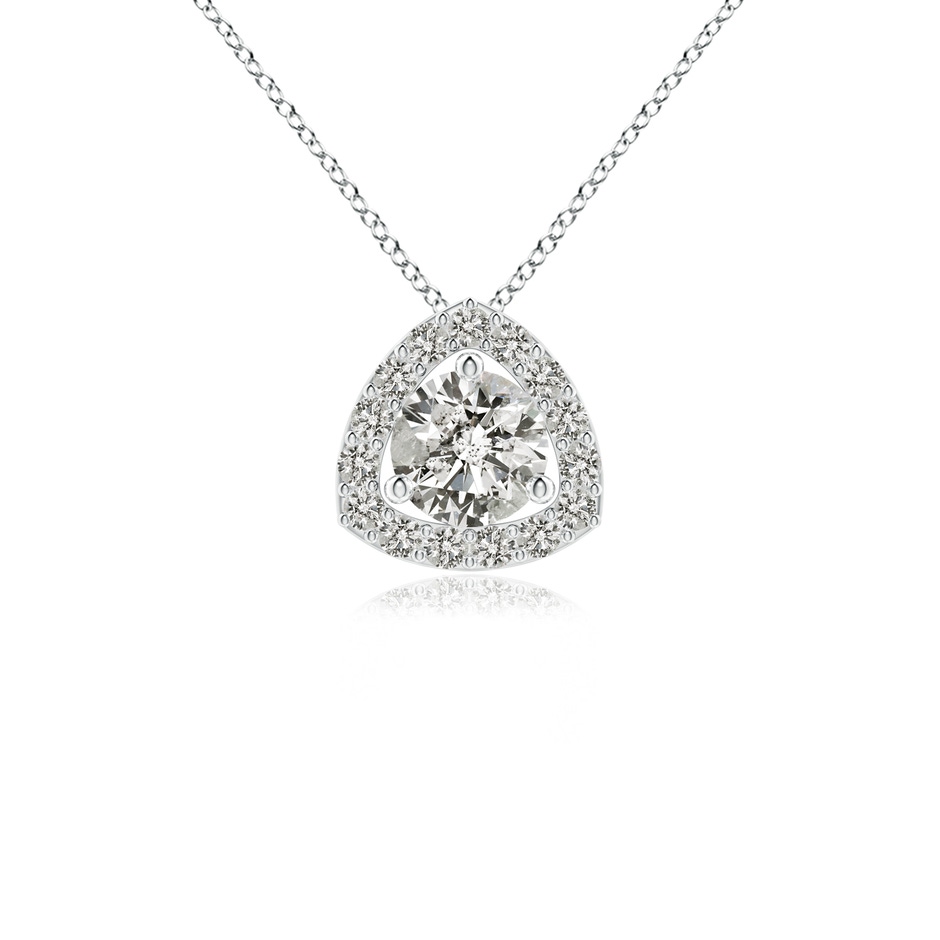 5mm KI3 Round Diamond Trillion Halo Pendant in White Gold 