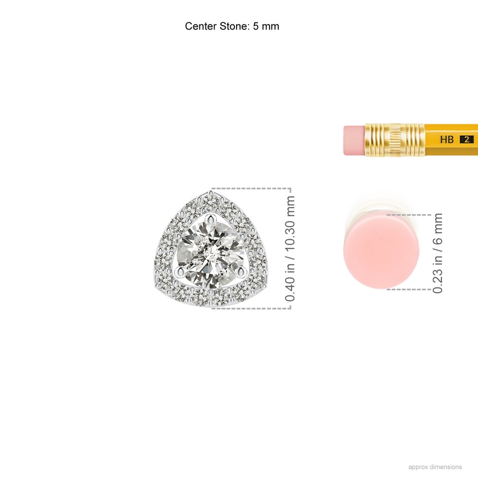 5mm KI3 Round Diamond Trillion Halo Pendant in White Gold ruler