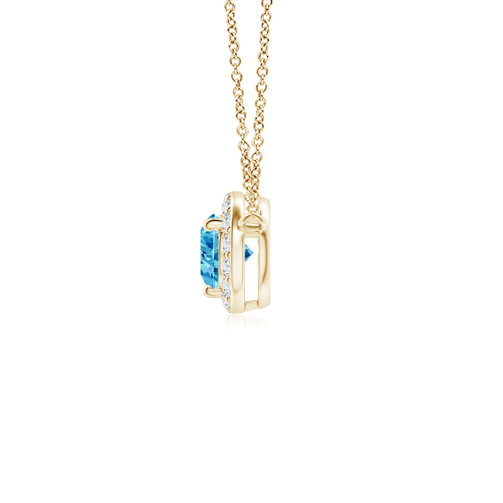 6x4mm AAAA Sideways Pear-Shaped Fancy Intense Blue Diamond Halo Pendant in Yellow Gold - side 199