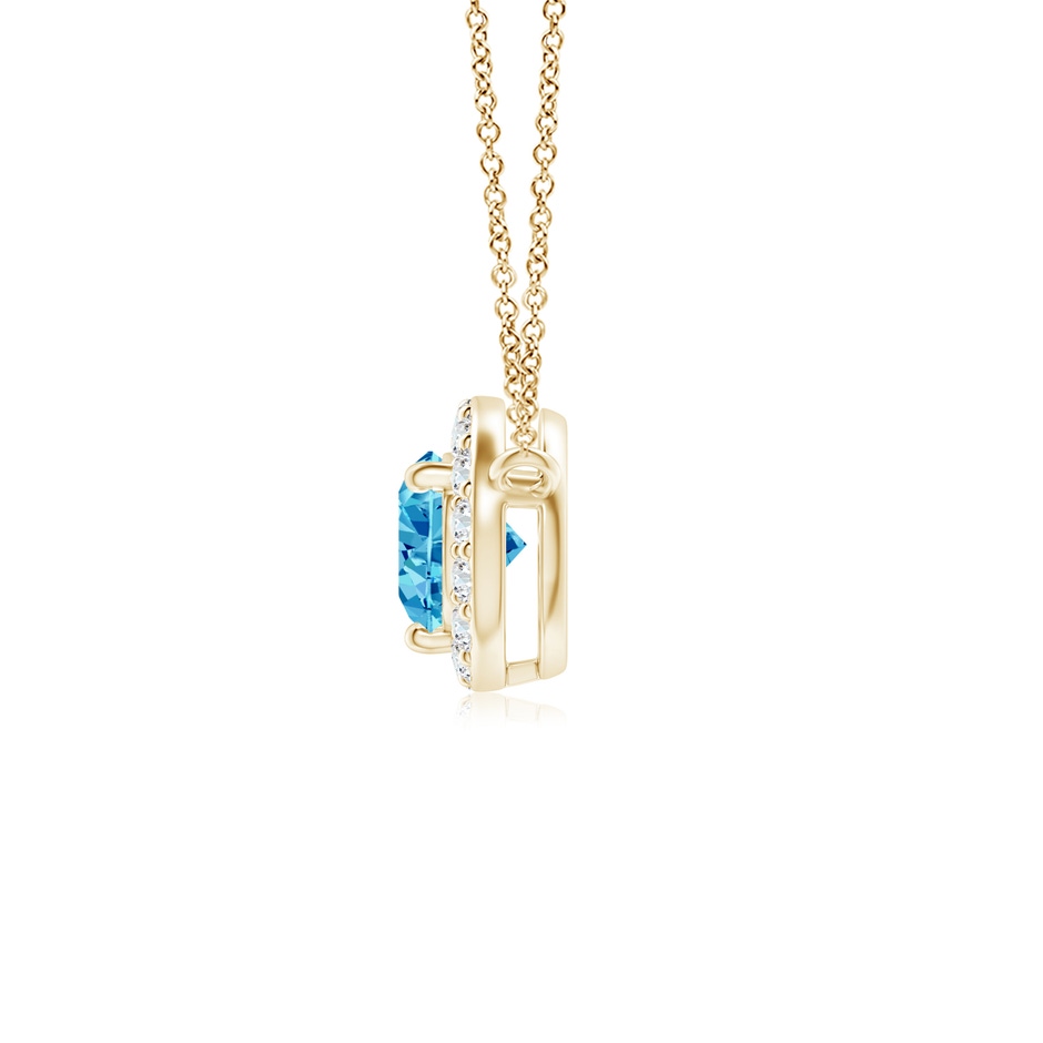 7x5mm AAAA Sideways Pear-Shaped Fancy Intense Blue Diamond Halo Pendant in Yellow Gold side 199
