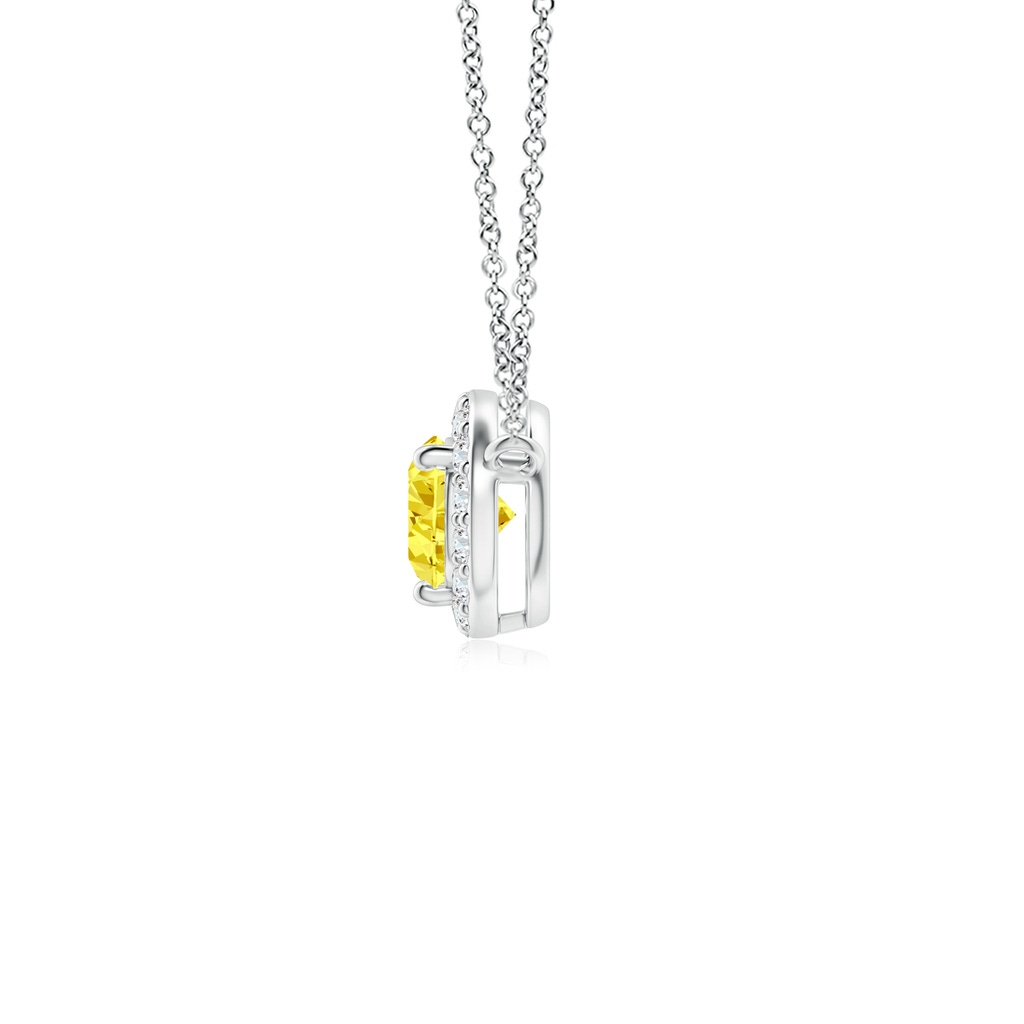 6x4mm AAAA Sideways Pear-Shaped Fancy Intense Yellow Diamond Halo Pendant in P950 Platinum - side 199