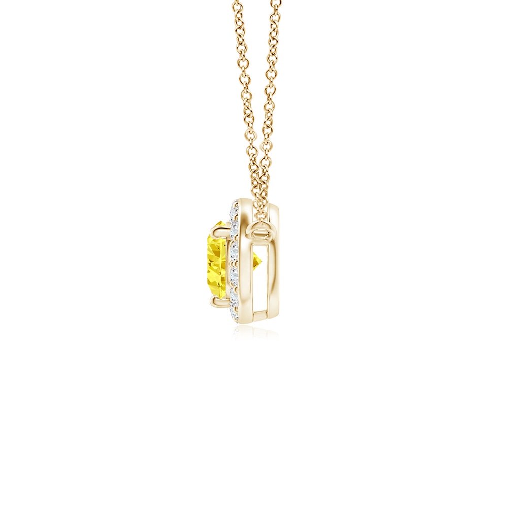 6x4mm AAAA Sideways Pear-Shaped Fancy Intense Yellow Diamond Halo Pendant in Yellow Gold - side 199