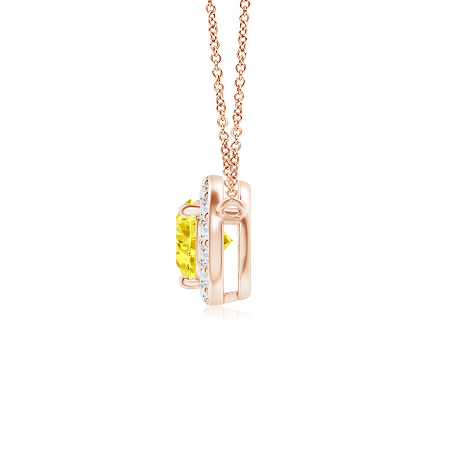 7x5mm AAAA Sideways Pear-Shaped Fancy Intense Yellow Diamond Halo Pendant in Rose Gold side 199