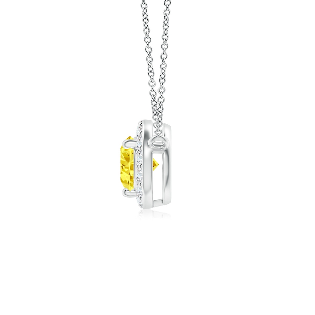 7x5mm AAAA Sideways Pear-Shaped Fancy Intense Yellow Diamond Halo Pendant in White Gold - side 199