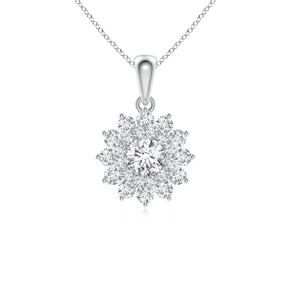 4.5mm GVS2 Floral Double Halo Diamond Pendant in White Gold 