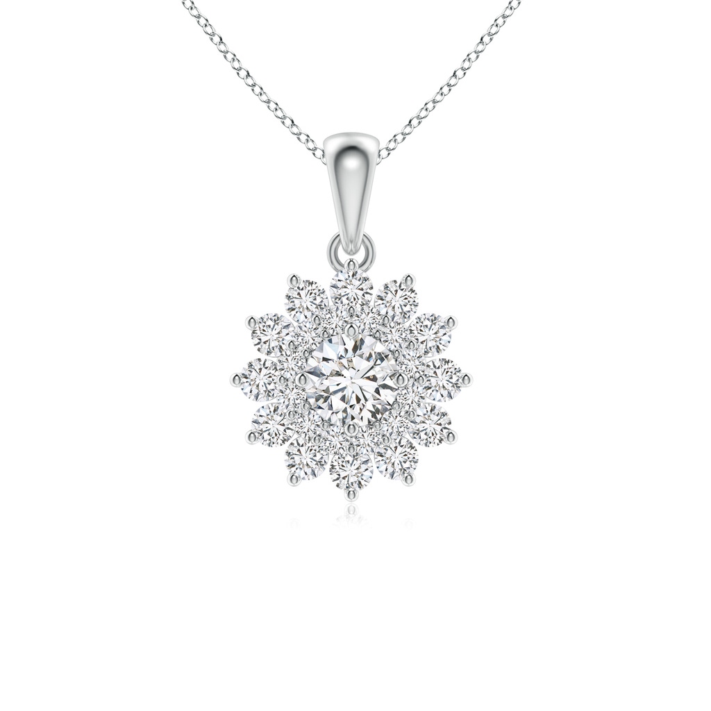4.5mm HSI2 Floral Double Halo Diamond Pendant in White Gold