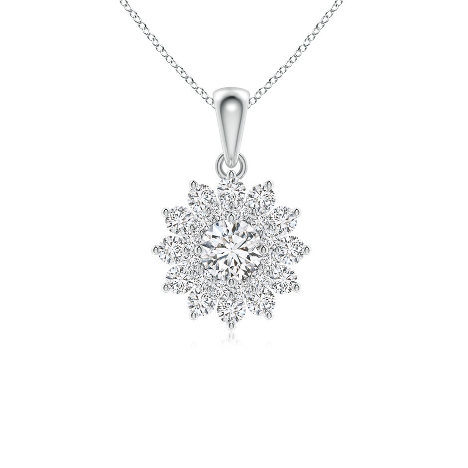 4.5mm HSI2 Floral Double Halo Diamond Pendant in White Gold 