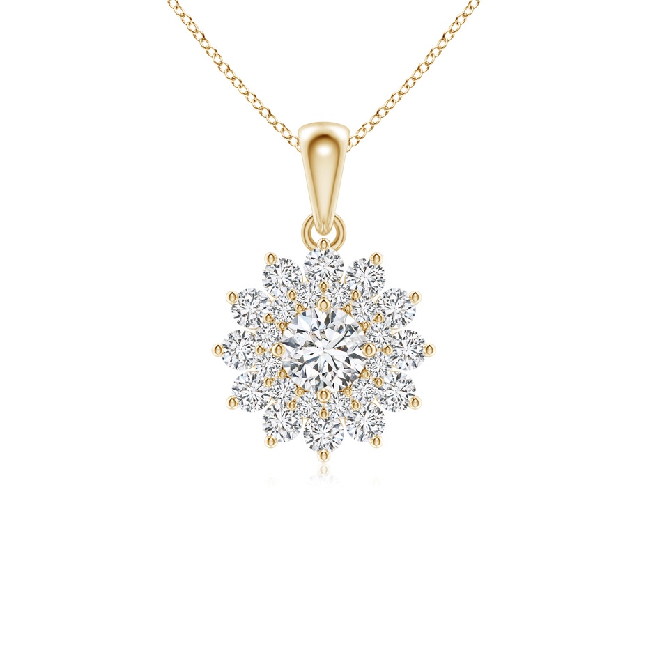 4.5mm HSI2 Floral Double Halo Diamond Pendant in Yellow Gold 