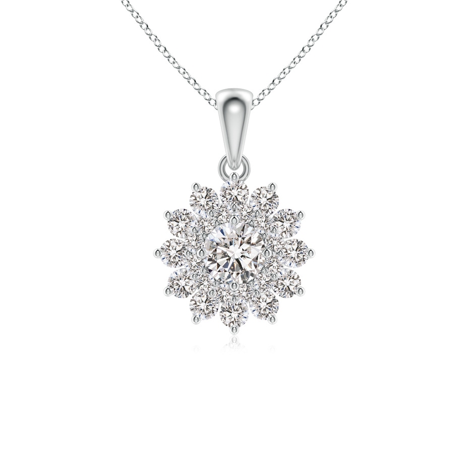 4.5mm IJI1I2 Floral Double Halo Diamond Pendant in White Gold 