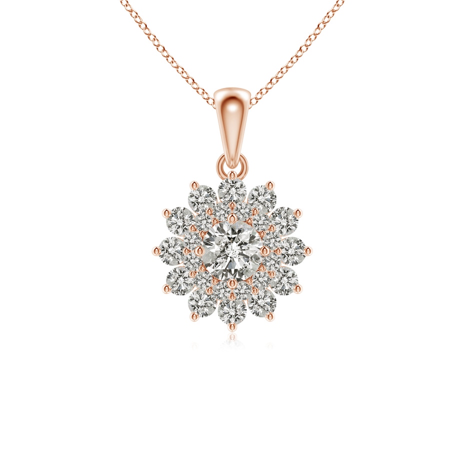 4.5mm KI3 Floral Double Halo Diamond Pendant in Rose Gold 