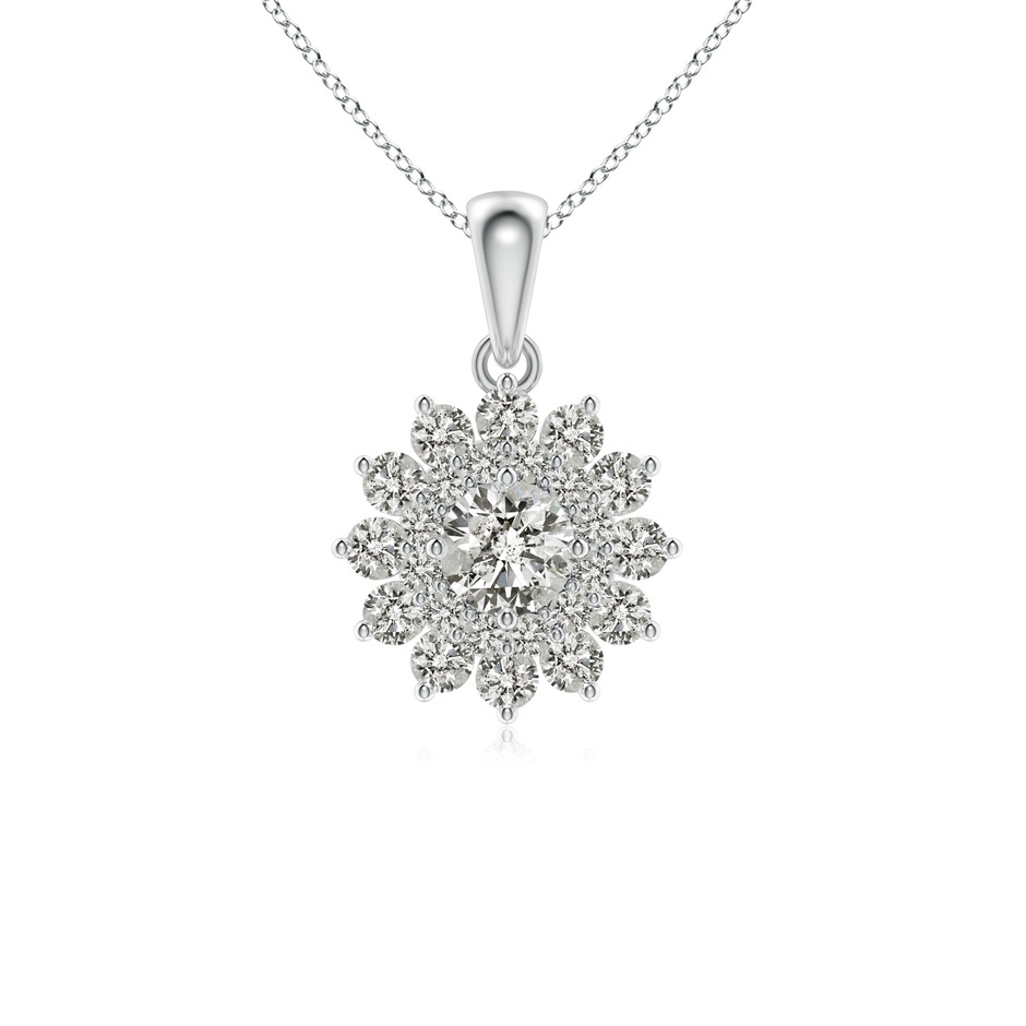 4.5mm KI3 Floral Double Halo Diamond Pendant in White Gold 