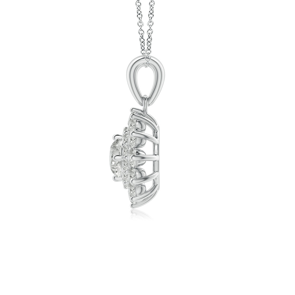 4.5mm KI3 Floral Double Halo Diamond Pendant in White Gold side-1