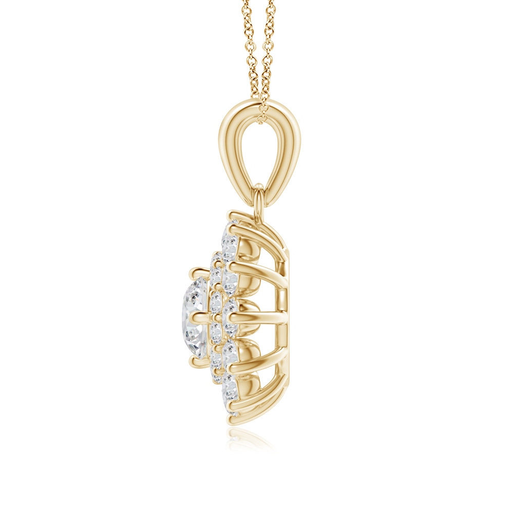 5.4mm HSI2 Floral Double Halo Diamond Pendant in Yellow Gold Side-1