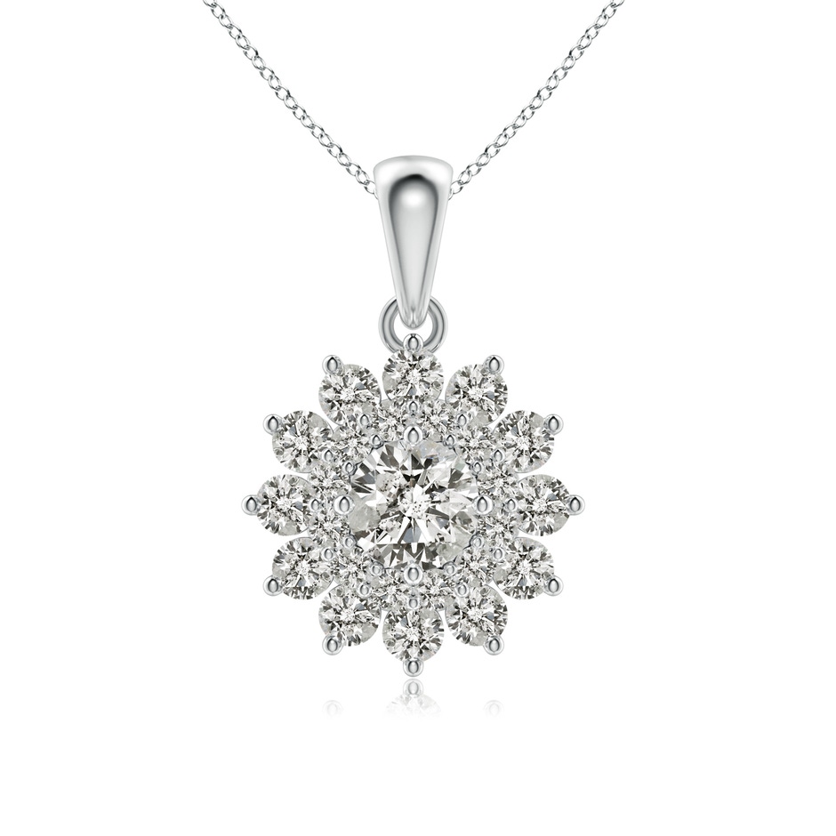 5.4mm KI3 Floral Double Halo Diamond Pendant in White Gold 