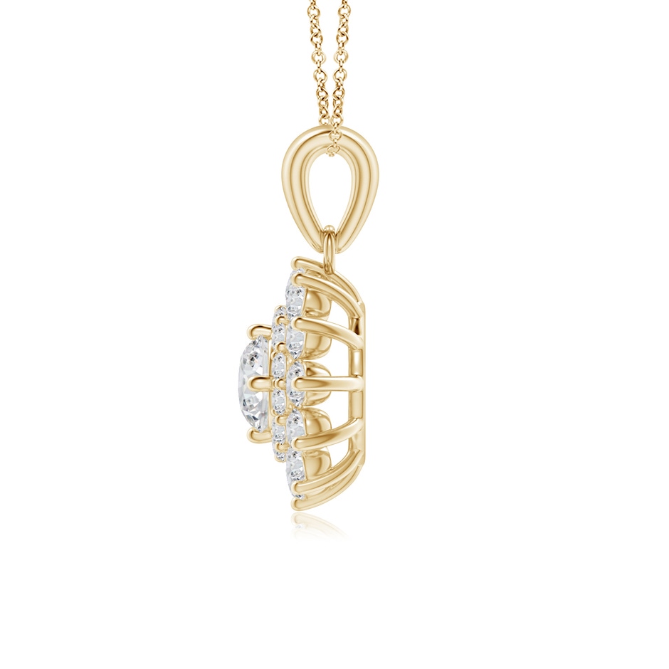 5mm HSI2 Floral Double Halo Diamond Pendant in Yellow Gold side-1