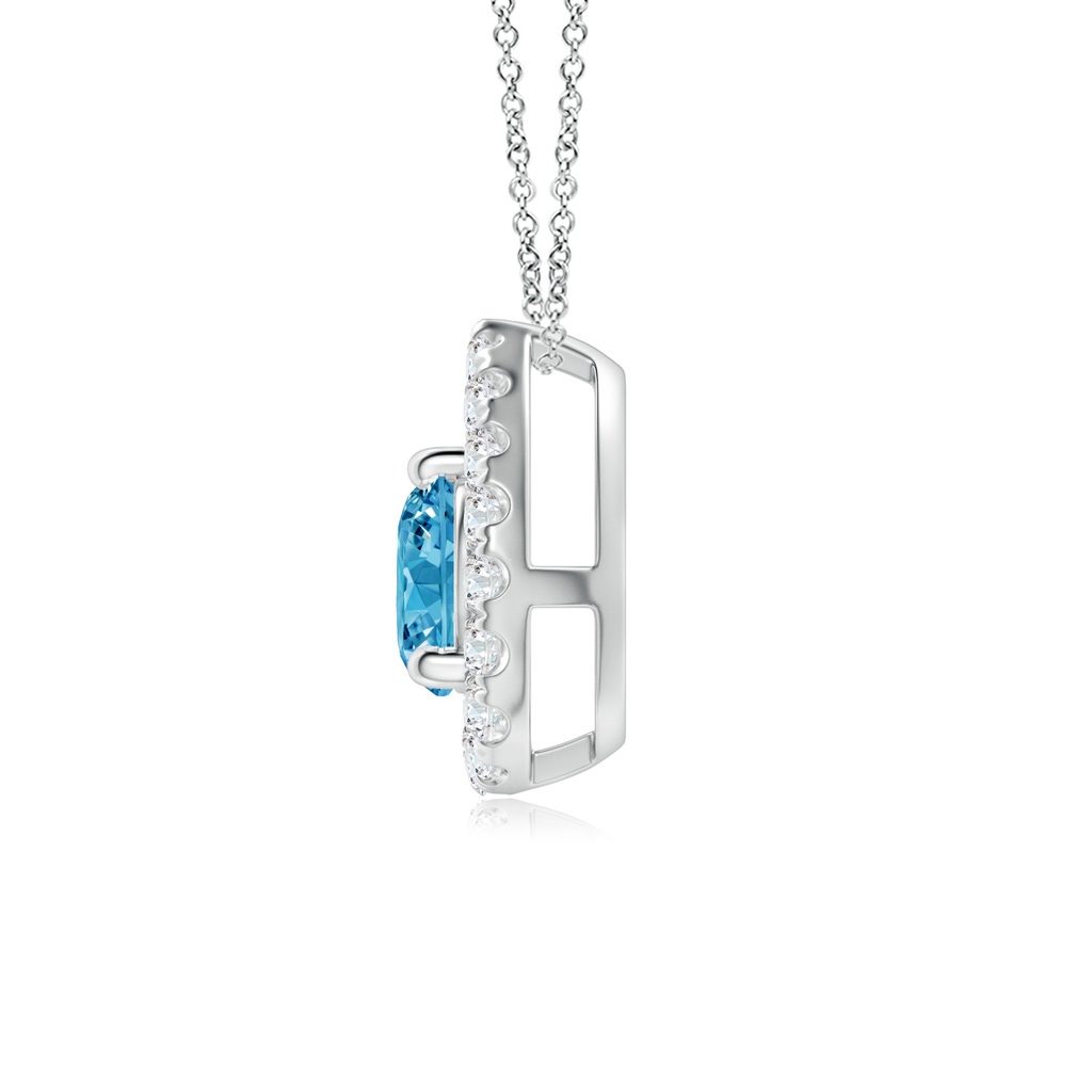 4.6mm AAAA Floating Round Fancy Intense Blue Diamond Pendant with Pear-Shaped Halo in P950 Platinum - side 199