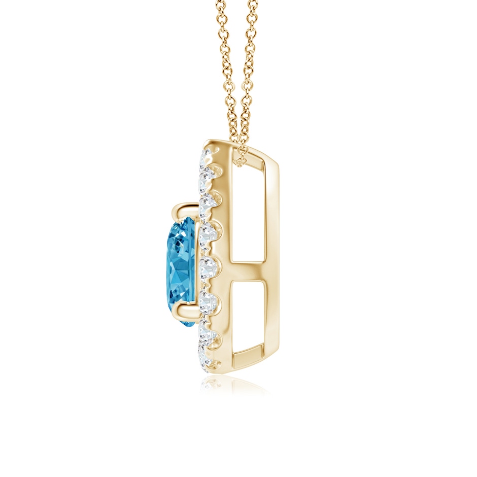 5.2mm AAAA Floating Round Fancy Intense Blue Diamond Pendant with Pear-Shaped Halo in Yellow Gold side 199