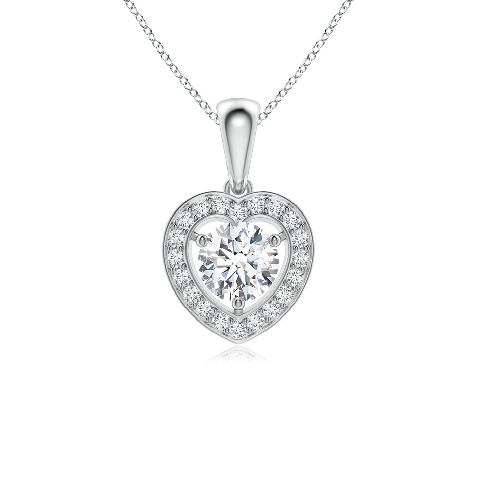 5.4mm GVS2 Round Diamond Pendant with Heart-Shaped Halo in White Gold 