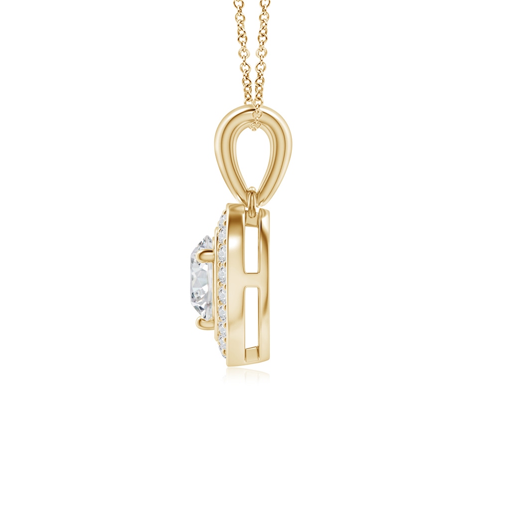 5.4mm HSI2 Round Diamond Pendant with Heart-Shaped Halo in Yellow Gold - side_1