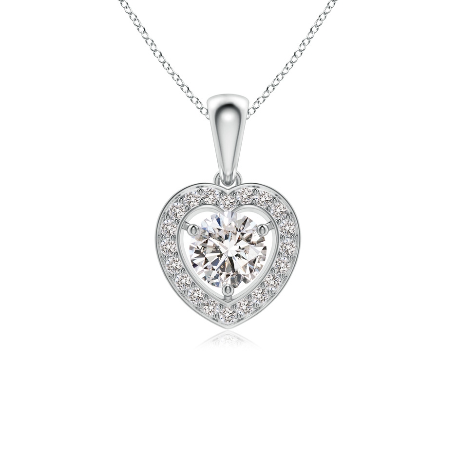 5.4mm IJI1I2 Round Diamond Pendant with Heart-Shaped Halo in White Gold 