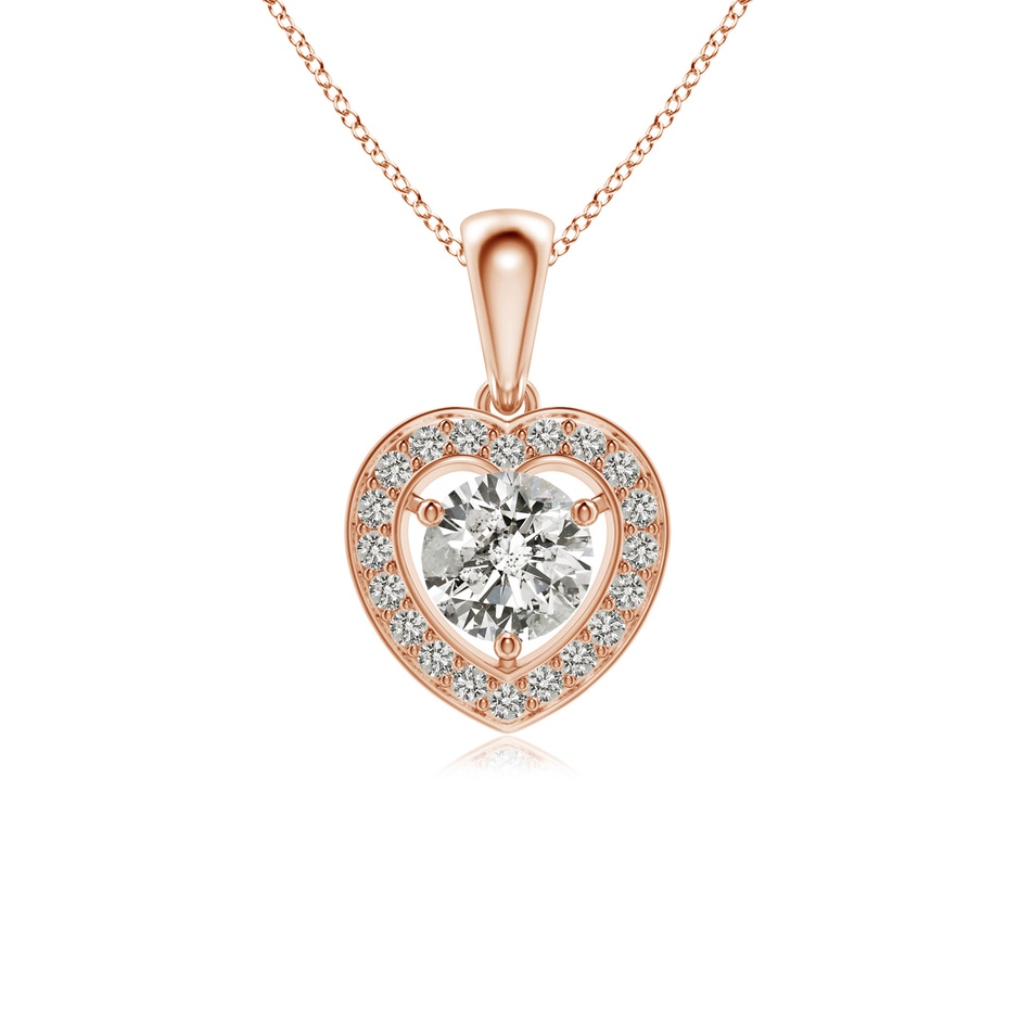 5.4mm KI3 Round Diamond Pendant with Heart-Shaped Halo in Rose Gold 