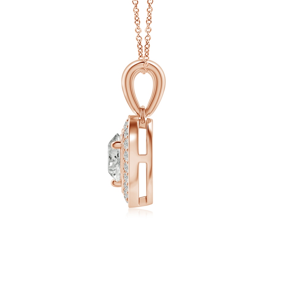 5.4mm KI3 Round Diamond Pendant with Heart-Shaped Halo in Rose Gold side-1