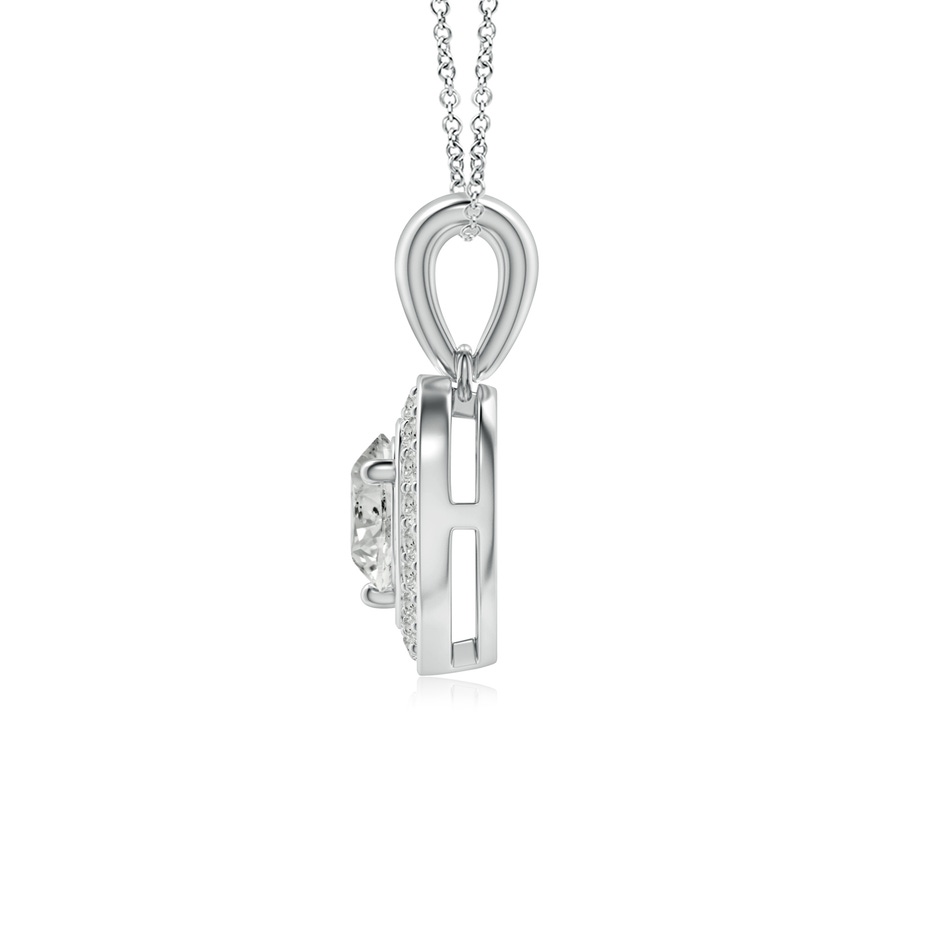 5.4mm KI3 Round Diamond Pendant with Heart-Shaped Halo in White Gold side-1