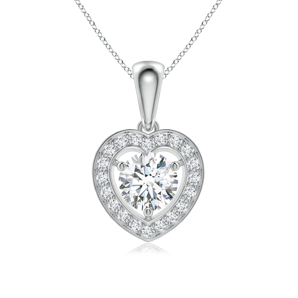 6.5mm GVS2 Round Diamond Pendant with Heart-Shaped Halo in White Gold