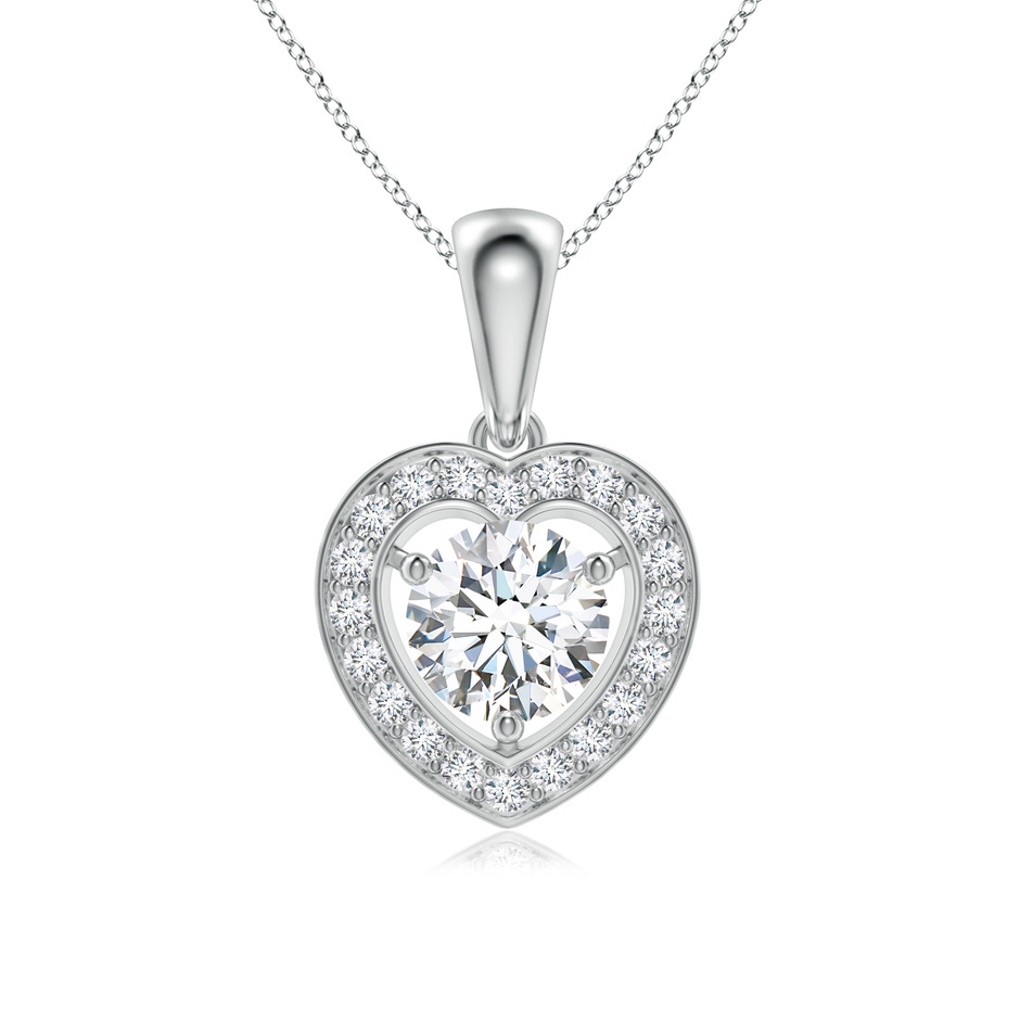 6.5mm GVS2 Round Diamond Pendant with Heart-Shaped Halo in White Gold 