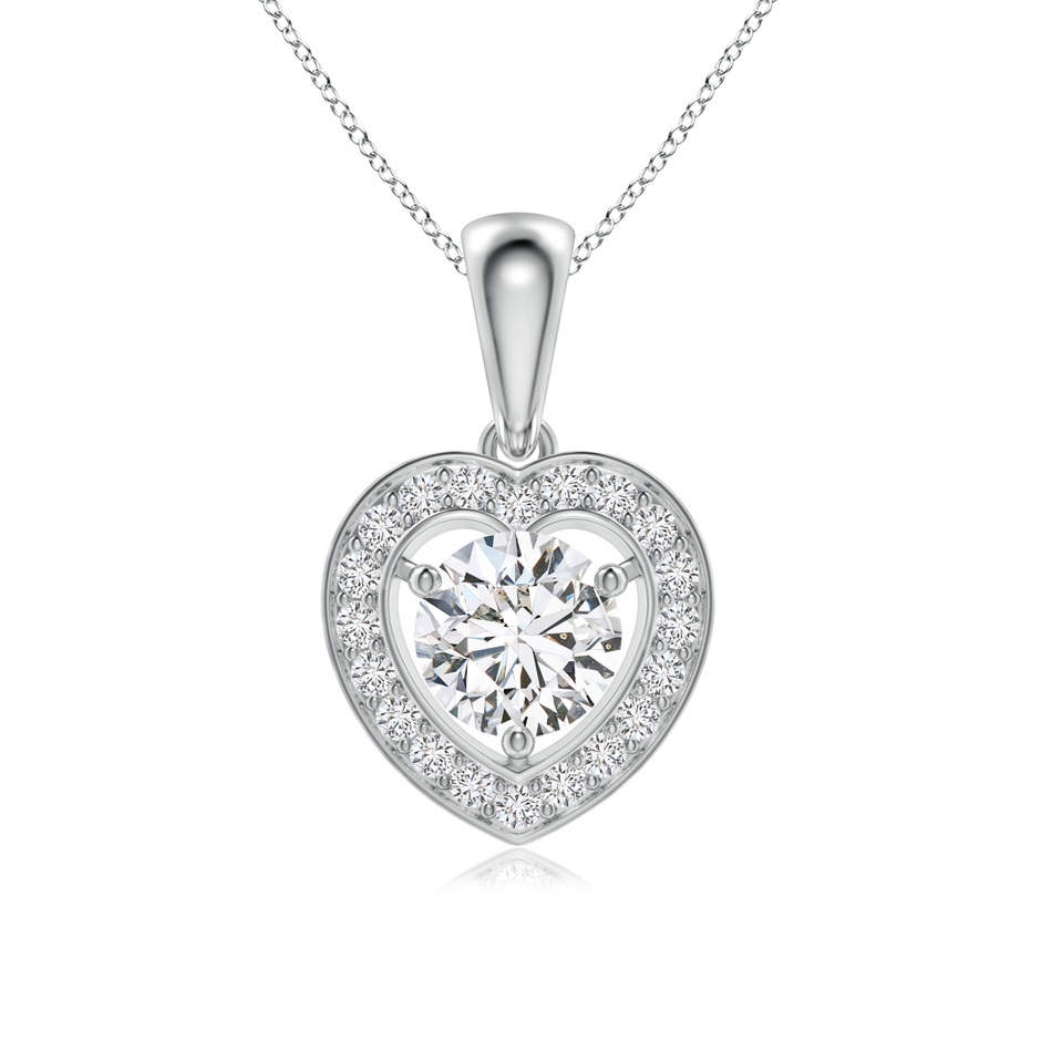 6.5mm HSI2 Round Diamond Pendant with Heart-Shaped Halo in White Gold 