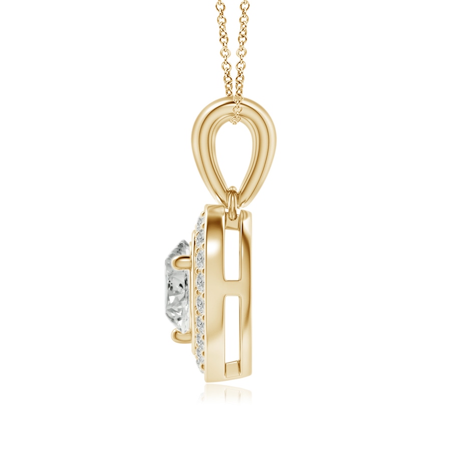 6.5mm KI3 Round Diamond Pendant with Heart-Shaped Halo in Yellow Gold side-1