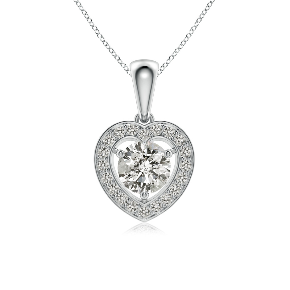 6mm KI3 Round Diamond Pendant with Heart-Shaped Halo in White Gold 