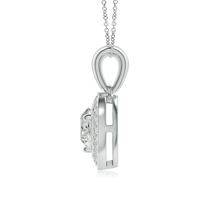 6mm KI3 Round Diamond Pendant with Heart-Shaped Halo in White Gold side-1