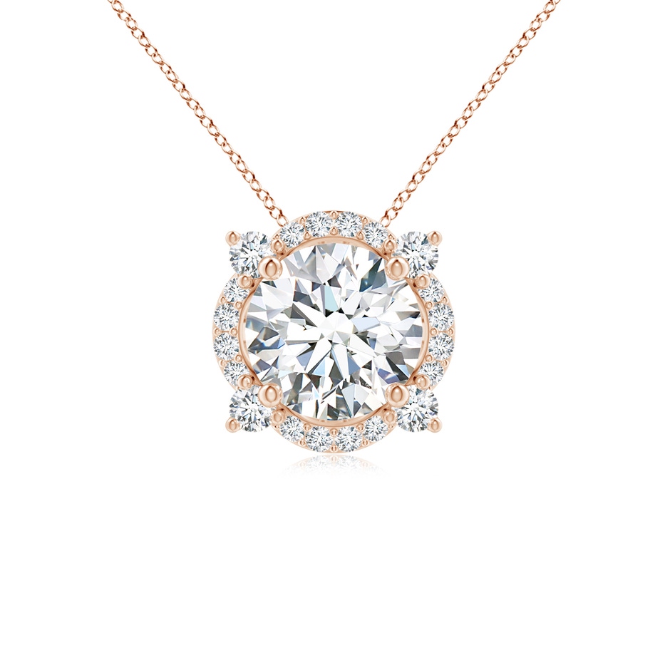 5.5mm GVS2 Floating Round Diamond Quatrefoil Halo Pendant in Rose Gold 