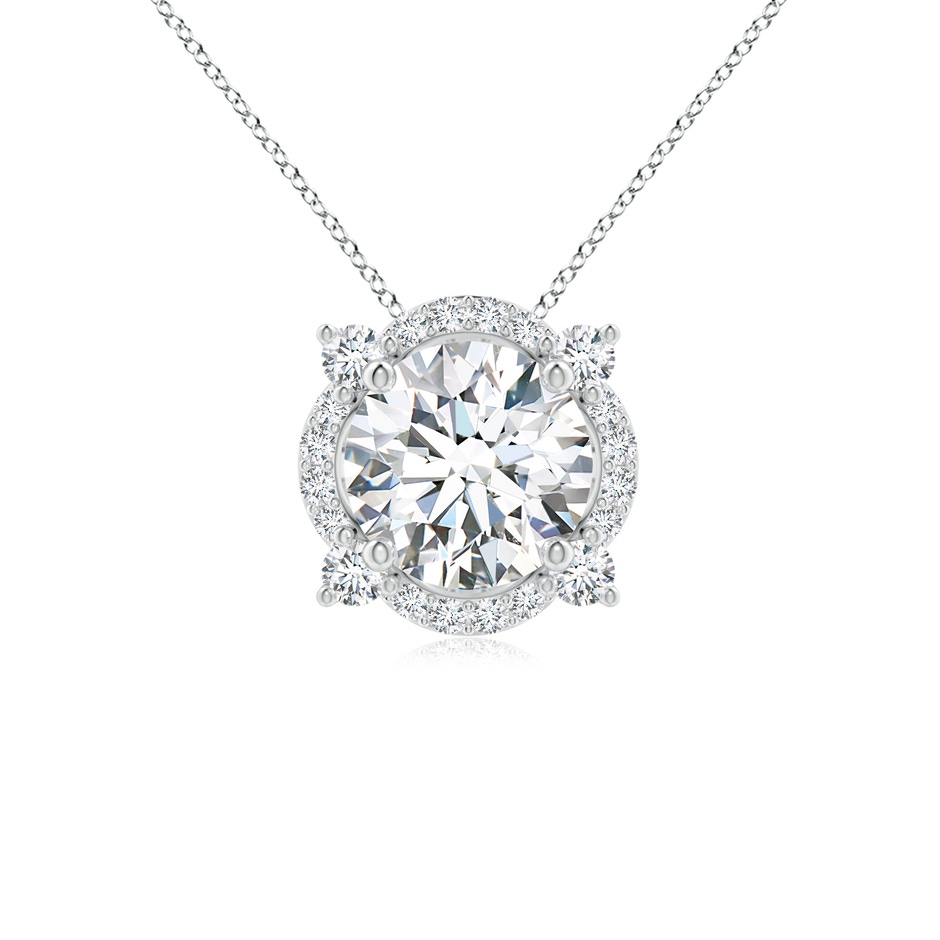 5.5mm GVS2 Floating Round Diamond Quatrefoil Halo Pendant in White Gold 