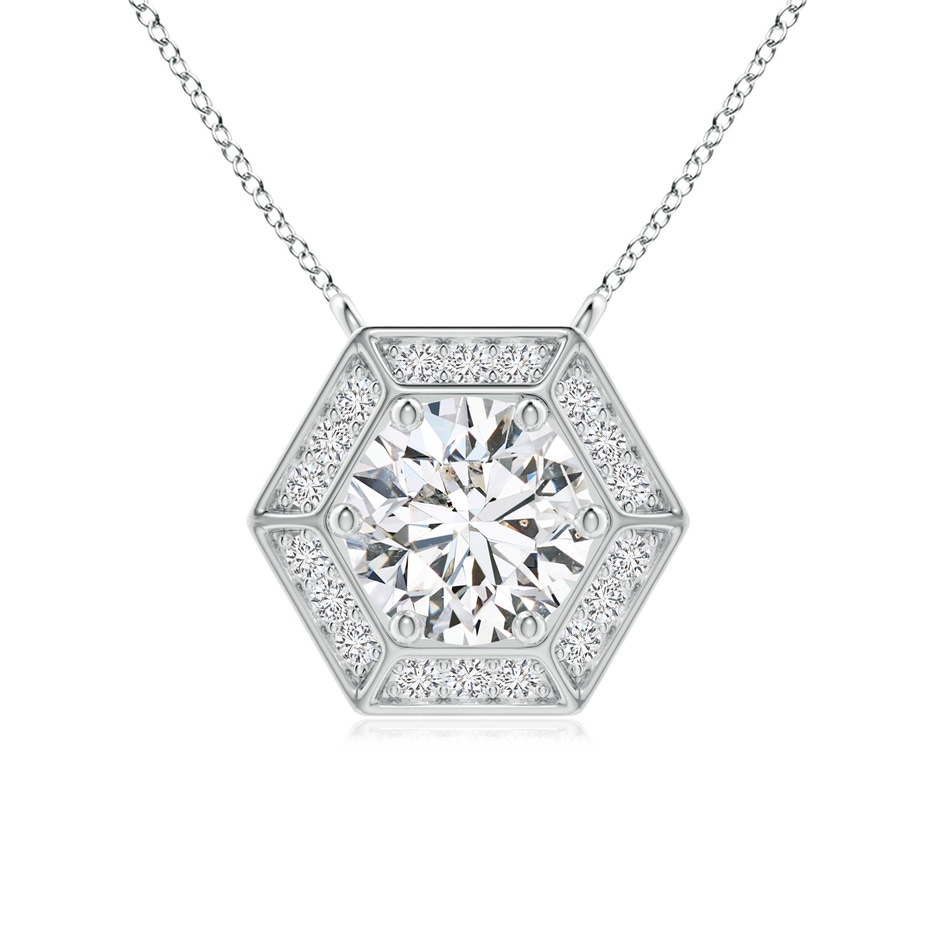 6.1mm HSI2 Round Diamond Pendant with Hexagonal Halo in White Gold 