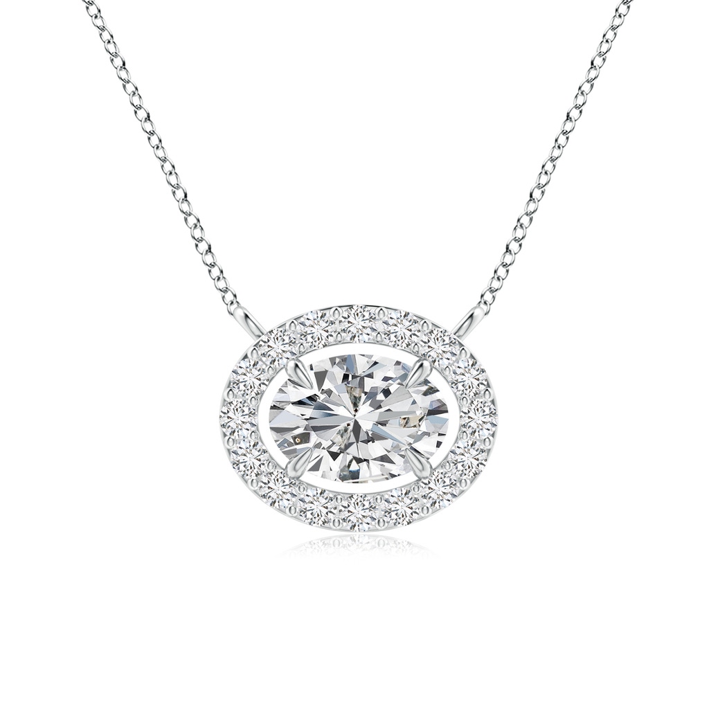 6x4mm HSI2 Floating Oval Diamond Halo Pendant in White Gold