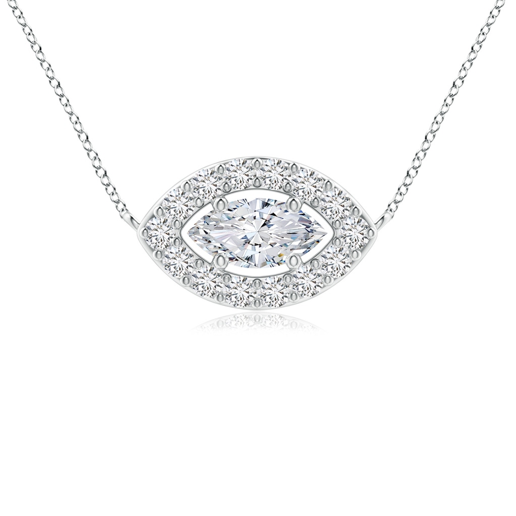 6x3mm HSI2 Floating East-West Marquise Diamond Halo Pendant in White Gold