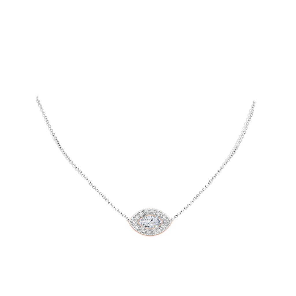 6x3mm HSI2 Floating East-West Marquise Diamond Halo Pendant in White Gold Body-Neck
