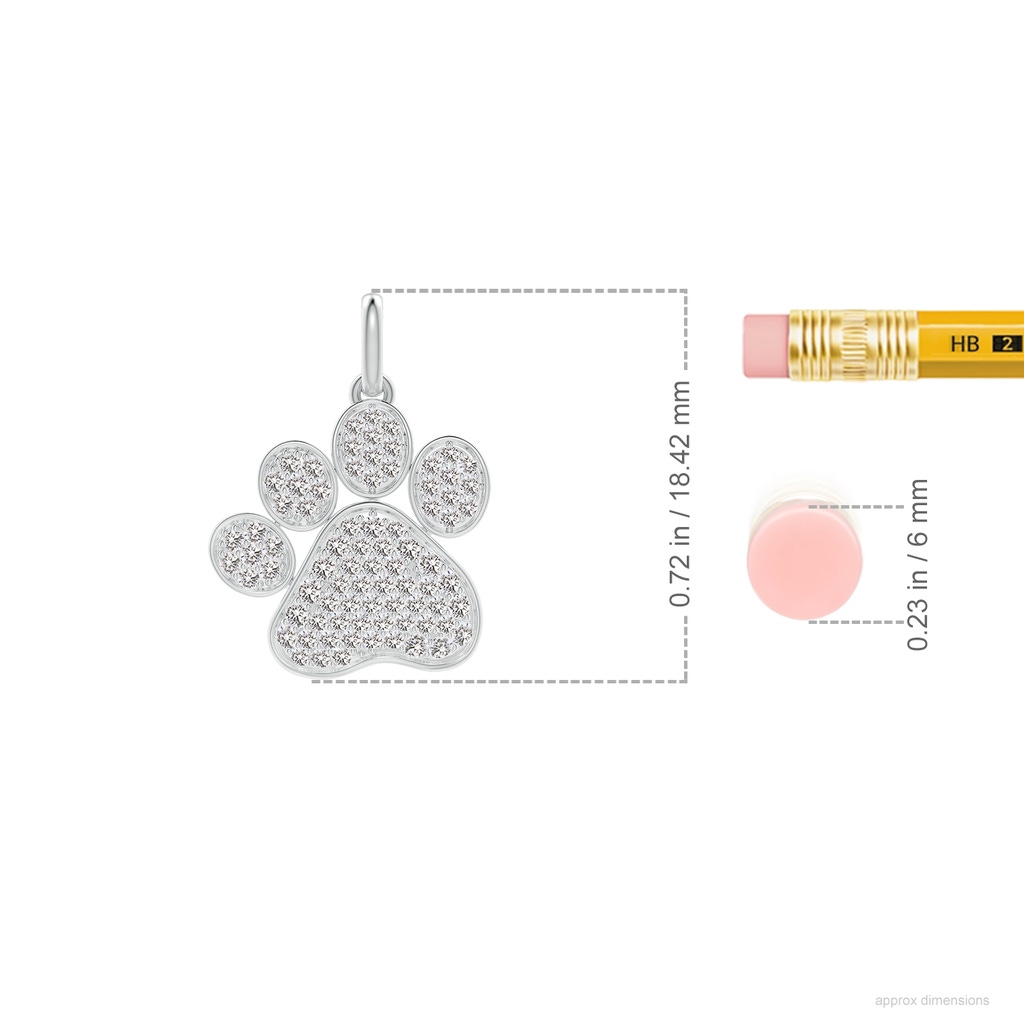 1.1mm IJI1I2 Pave-Set Diamond Paw Pendant in White Gold ruler