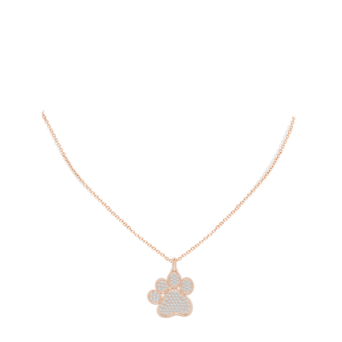 1.6mm GVS2 Pave-Set Diamond Paw Pendant in 18K Rose Gold