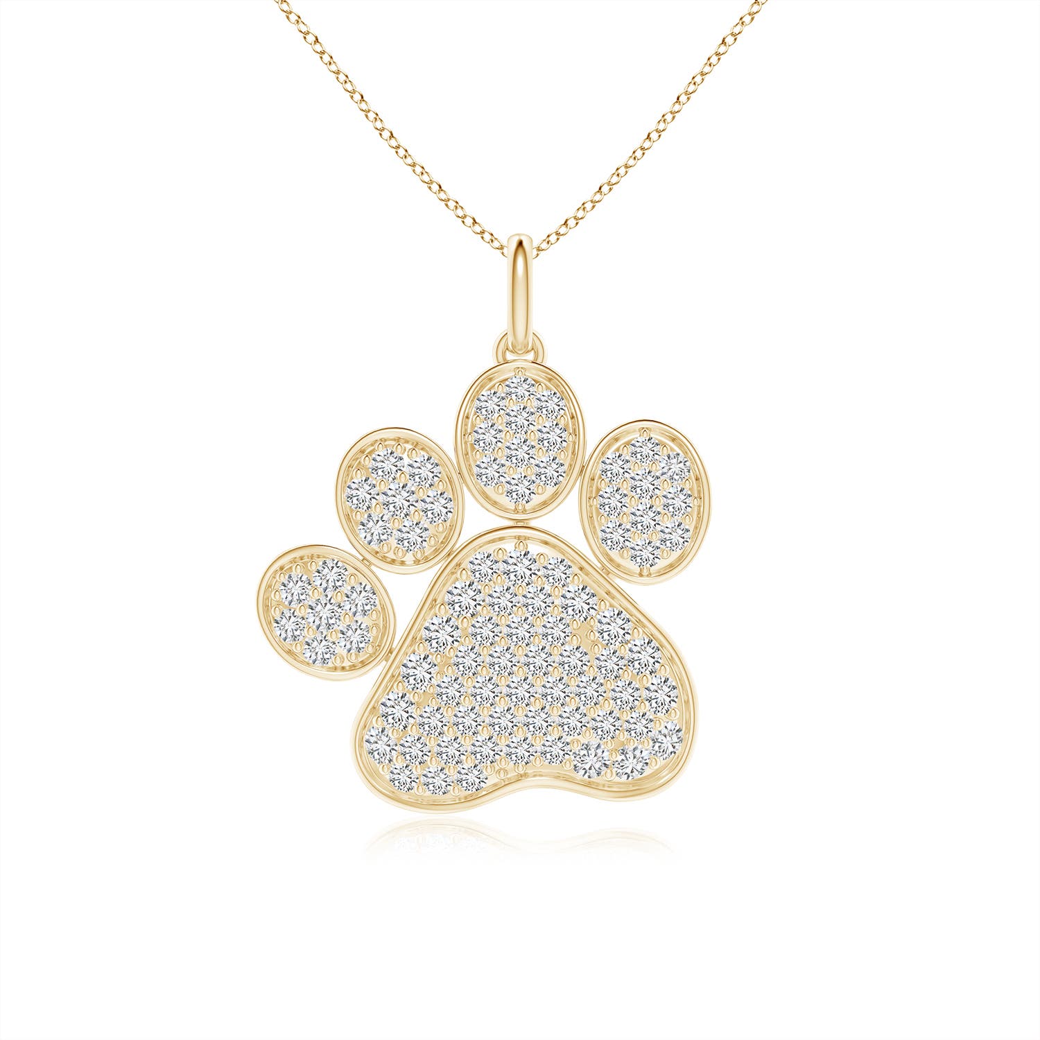 1.9mm HSI2 Pave-Set Diamond Paw Pendant in 18CT Yellow Gold