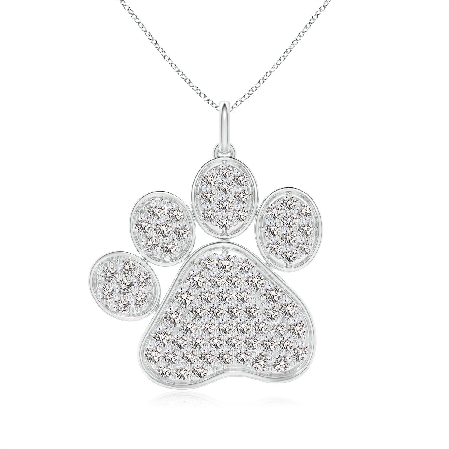 2mm IJI1I2 Pave-Set Diamond Paw Pendant in 18CT White Gold