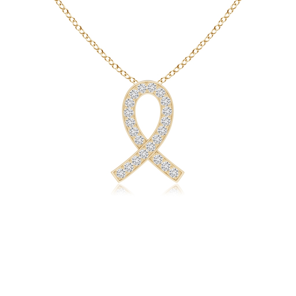 1.6mm HSI2 Pave-Set Diamond Awareness Ribbon Pendant in Yellow Gold