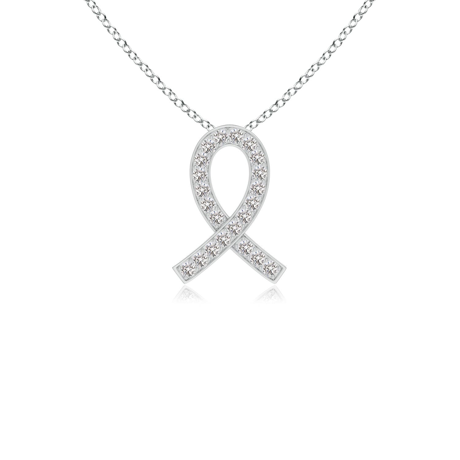 1.6mm IJI1I2 Pave-Set Diamond Awareness Ribbon Pendant in 18CT White Gold