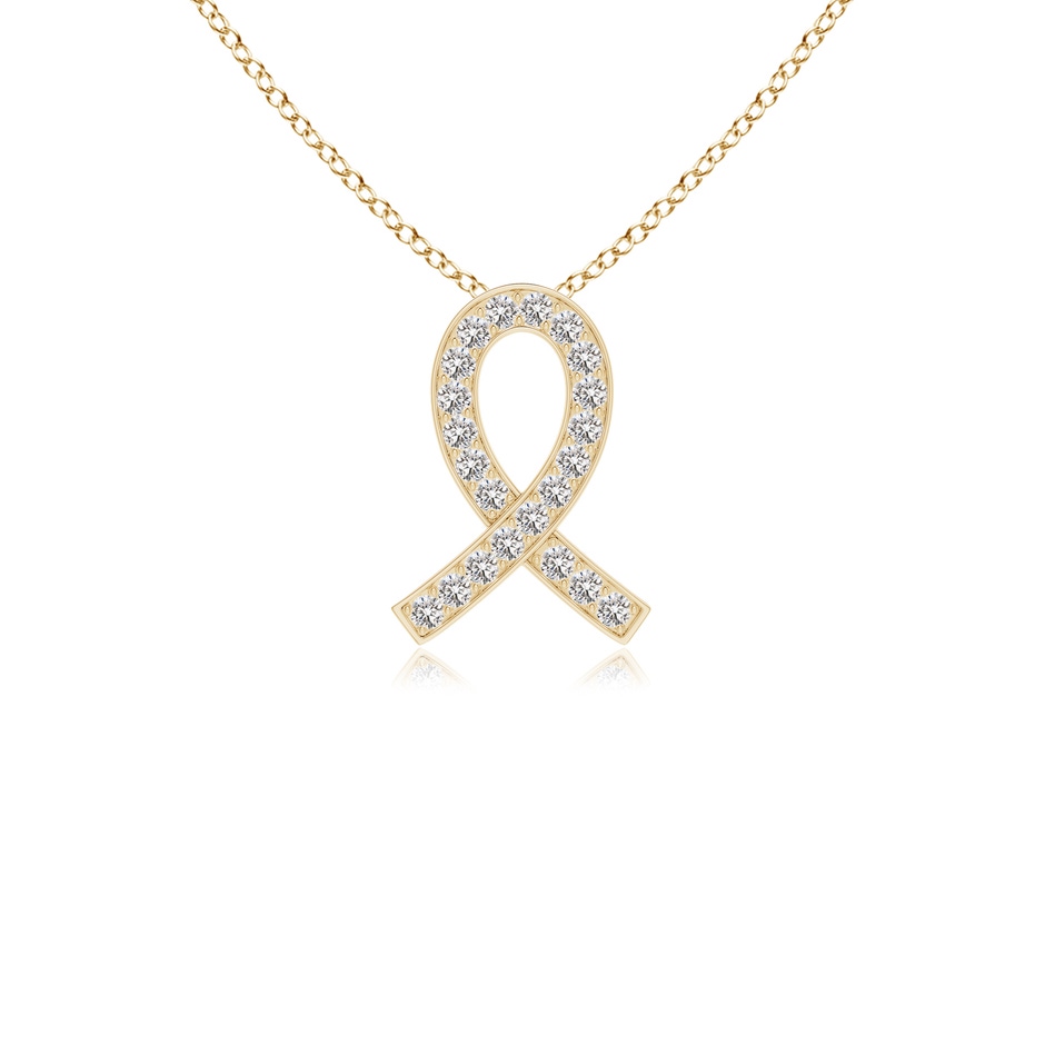 1.6mm IJI1I2 Pave-Set Diamond Awareness Ribbon Pendant in Yellow Gold 