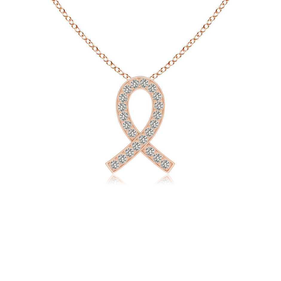 1.6mm KI3 Pave-Set Diamond Awareness Ribbon Pendant in Rose Gold 
