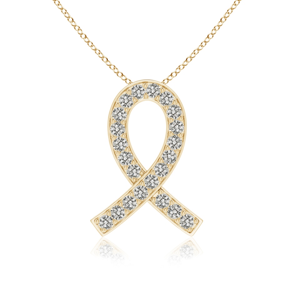 2.5mm KI3 Pave-Set Diamond Awareness Ribbon Pendant in Yellow Gold 